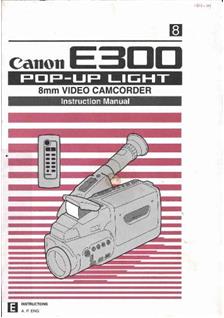 Canon E 300 manual. Camera Instructions.